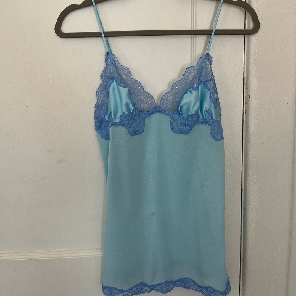 Victoria’s Secret Blue Embellished Lace Chemise